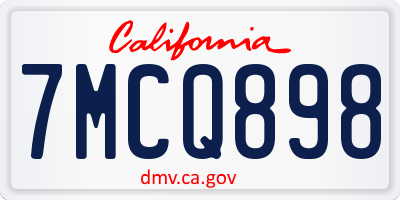 CA license plate 7MCQ898