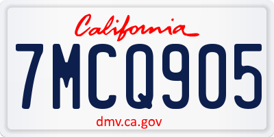 CA license plate 7MCQ905