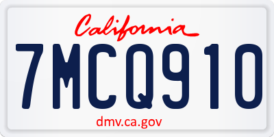 CA license plate 7MCQ910