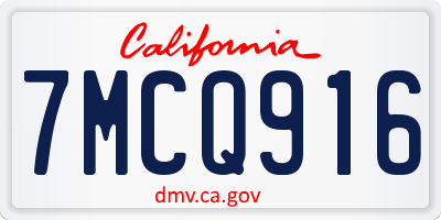CA license plate 7MCQ916