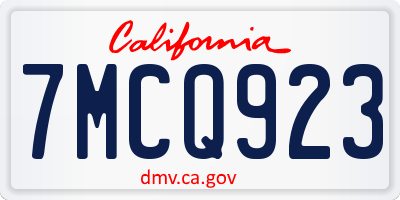 CA license plate 7MCQ923