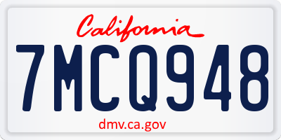 CA license plate 7MCQ948