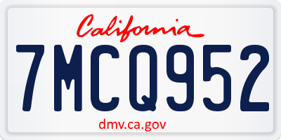 CA license plate 7MCQ952