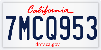 CA license plate 7MCQ953