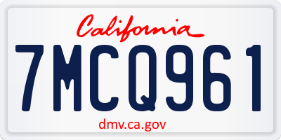 CA license plate 7MCQ961