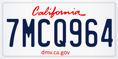 CA license plate 7MCQ964