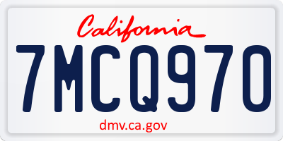 CA license plate 7MCQ970