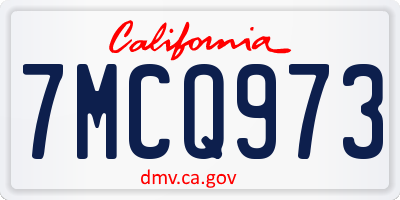 CA license plate 7MCQ973