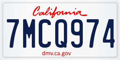 CA license plate 7MCQ974