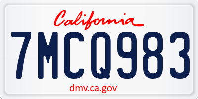 CA license plate 7MCQ983