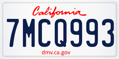 CA license plate 7MCQ993