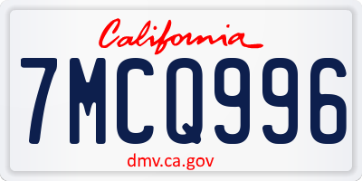 CA license plate 7MCQ996