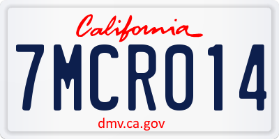 CA license plate 7MCR014