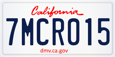 CA license plate 7MCR015