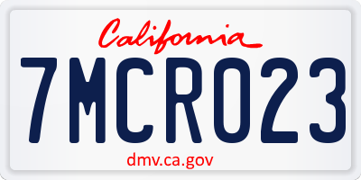 CA license plate 7MCR023