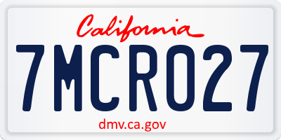 CA license plate 7MCR027