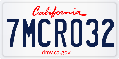 CA license plate 7MCR032