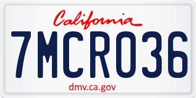 CA license plate 7MCR036