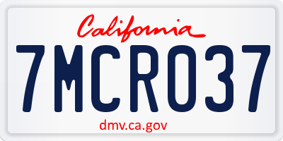 CA license plate 7MCR037