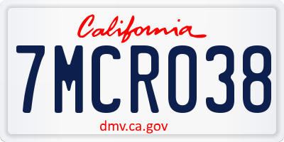 CA license plate 7MCR038