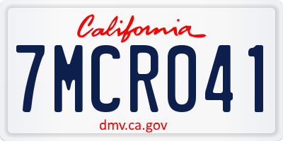CA license plate 7MCR041