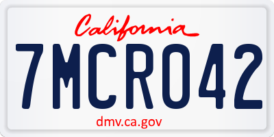 CA license plate 7MCR042