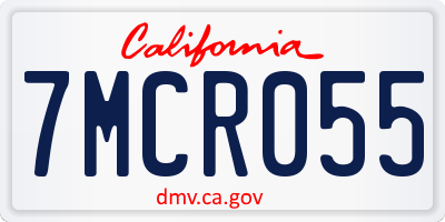 CA license plate 7MCR055