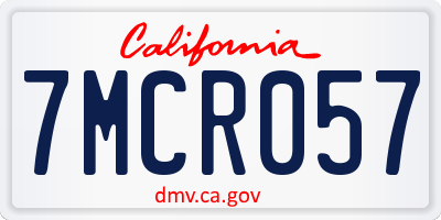 CA license plate 7MCR057