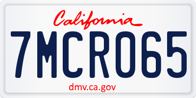 CA license plate 7MCR065