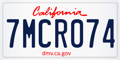 CA license plate 7MCR074