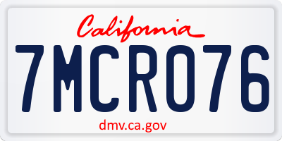 CA license plate 7MCR076