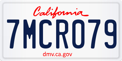 CA license plate 7MCR079