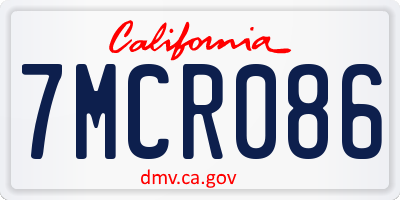 CA license plate 7MCR086