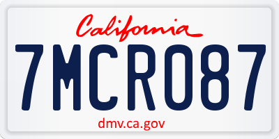 CA license plate 7MCR087