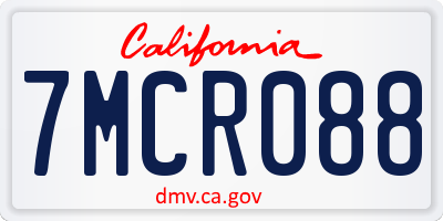 CA license plate 7MCR088
