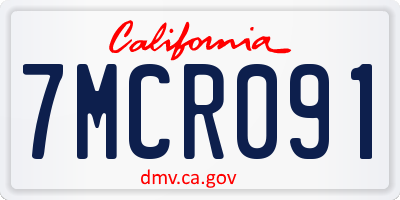 CA license plate 7MCR091