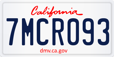 CA license plate 7MCR093