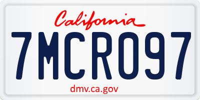 CA license plate 7MCR097