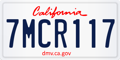 CA license plate 7MCR117