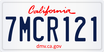CA license plate 7MCR121