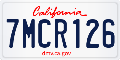 CA license plate 7MCR126