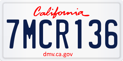 CA license plate 7MCR136