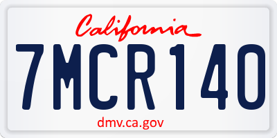 CA license plate 7MCR140
