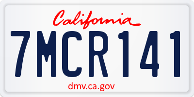 CA license plate 7MCR141