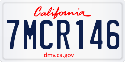 CA license plate 7MCR146
