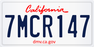 CA license plate 7MCR147