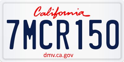 CA license plate 7MCR150