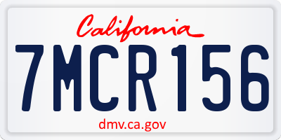 CA license plate 7MCR156