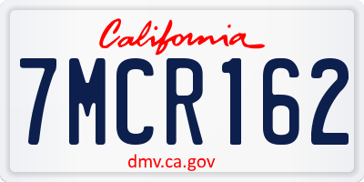 CA license plate 7MCR162