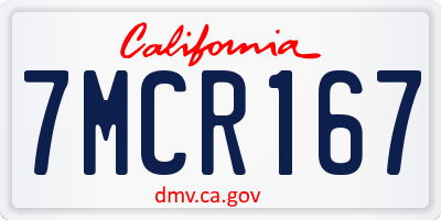 CA license plate 7MCR167